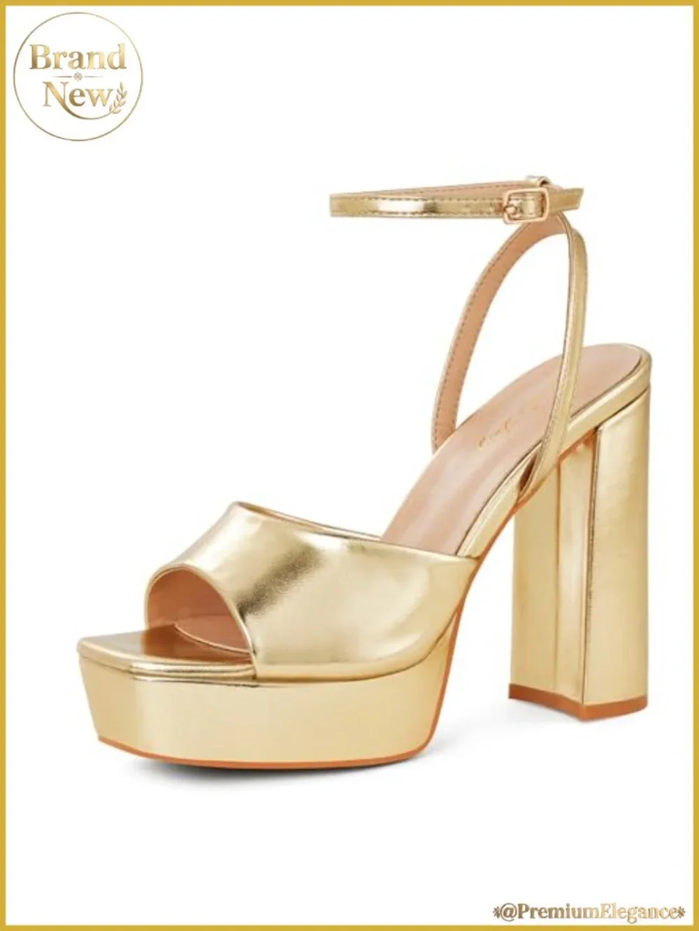Women's Chunky Heeled Platform Sandals Open Square Toe Ankle Strap Dress Shoes